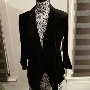 Black velour flyaway cardigan jacket